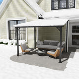 OC Orange-Casual Patio All-Iron Gazebo,Hard Top Lean to Gazebo Pergola with Roof,Wall Mounted Heavy Duty Awnings
