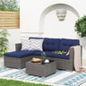 OC Orange-Casual 3-Piece Patio Furniture Set, All-Weather Outdoor Sectional Sofa Set, Wicker Loveseat Lounge Couch with Glass Coffee Table