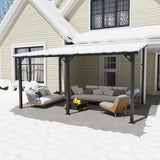 OC Orange-Casual Patio All-Iron Gazebo,Hard Top Lean to Gazebo Pergola with Roof,Wall Mounted Heavy Duty Awnings