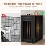 JOIVI  44" Dog Crate Furniture, Wooden Dog Kennel with Sliding Barn Door, Drawer and Storage Cabinet