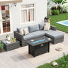 JOIVI 6 Pieces Patio Furniture with Fire Pit Table, PE Wicker Rattan Outdoor Sectional with Propane Fire Pit Table, Patio Conversation Set with ETL Certified Gas Fire Pit Table