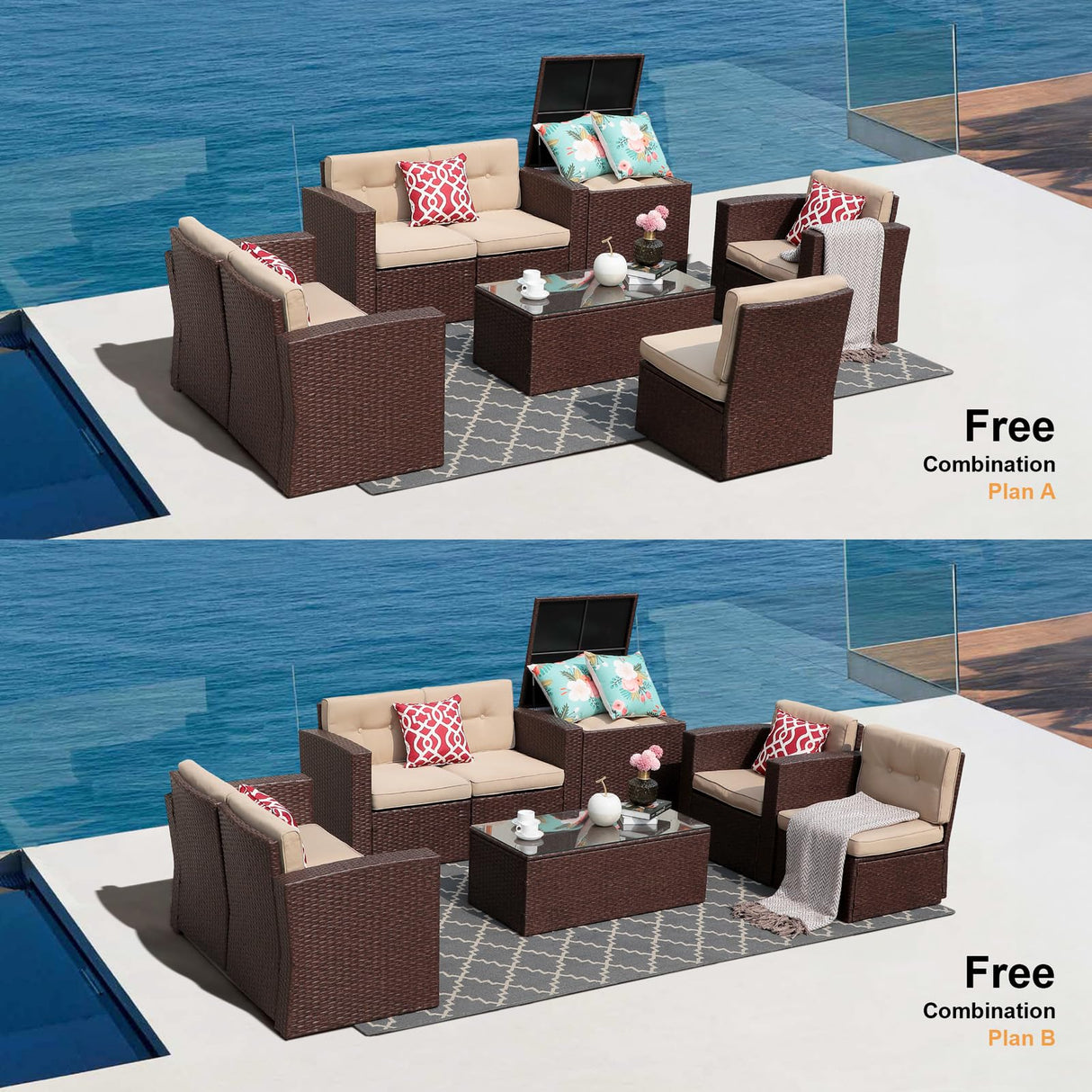 8 Pieces Patio Furniture Set