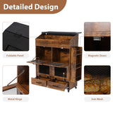 JOIVI 35.1" Potato and Onion Storage Bin on Wheels, 4-Tier Rolling Fruit and Vegetable Organizer with Side Rack & 2 Drawers, Movable Bread Box Cabinet with Mesh Doors for Kitchen