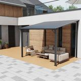OC Orange-Casual Patio All-Iron Gazebo,Hard Top Lean to Gazebo Pergola with Roof,Wall Mounted Heavy Duty Awnings