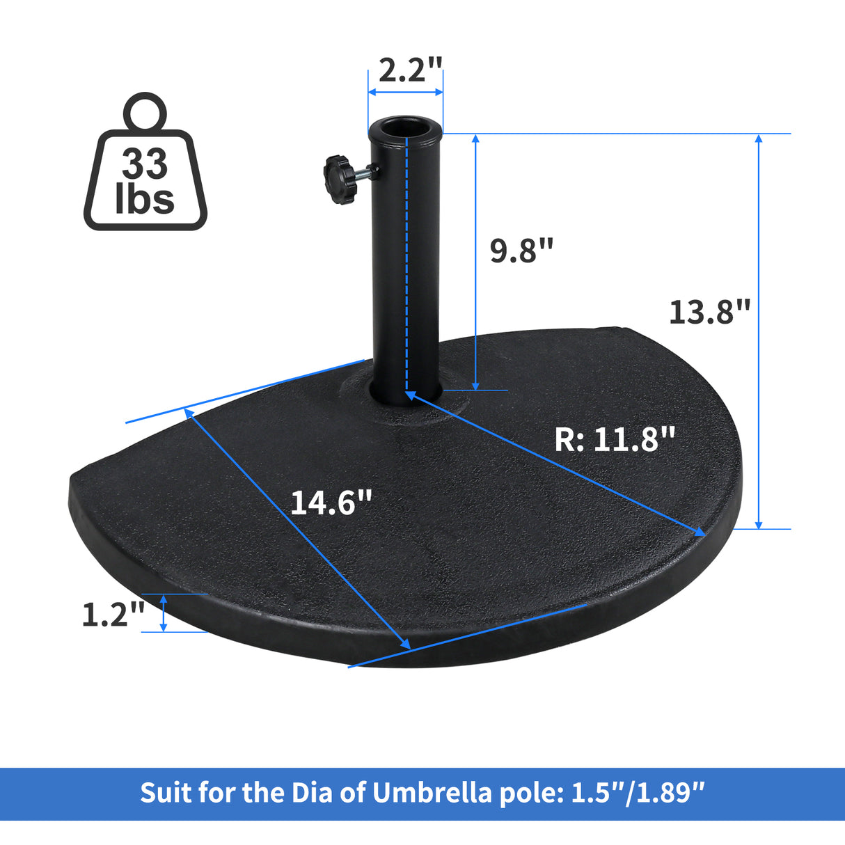COBANA Half Round Patio Umbrella Base, Heavy-Duty Free Standing Resin Umbrella Stand