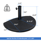 COBANA Half Round Patio Umbrella Base, Heavy-Duty Free Standing Resin Umbrella Stand