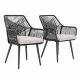 JOIVI Outdoor Dining Chairs Set of 2, Wicker Patio Chairs with Metal Frame, Rattan Indoor-Outdoor Chairs with Armrest and Seat Cushions