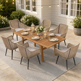 JOIVI 7-Piece Outdoor Dining Set, Patio Dining Set for 4-6 People with 55"-71" Expandable Table and Rattan Chairs