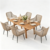 JOIVI 7-Piece Outdoor Dining Set, Patio Dining Set for 4-6 People with 55"-71" Expandable Table and Rattan Chairs