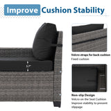 JOIVI 6 Pieces Patio Furniture Conversation Set, Wicker Outdoor Sectional Sofa Set with Coffee Table and Cushions