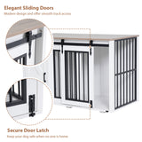 JOIVI 44" Dog Crate Furniture with Sliding Barn Door, Wooden Dog Kennel with Drawer and Storage Cabinet