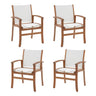Outdoor Dining Chair with Textilene Fabric, Outdoor Acacia Wooden Chair, Ergonomic Armrests & Sturdy Wooden Frame, Set of 4