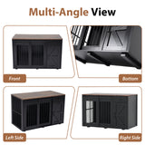 JOIVI  44" Dog Crate Furniture, Wooden Dog Kennel with Sliding Barn Door, Drawer and Storage Cabinet