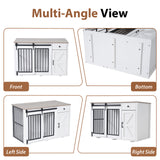 JOIVI 44" Dog Crate Furniture with Sliding Barn Door, Wooden Dog Kennel with Drawer and Storage Cabinet