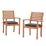 JOIVI Stackable Outdoor Dining Chairs, Patio Acacia Wooden Chairs with Cushions, Heavy Duty FSC Certified Wood, Set of 2