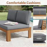 JOIVI 4 Piece Outdoor Acacia Furniture Set, Patio Furniture Sectional Sofa Set with Adjustable Armrest and 2-in-1 Coffee Table for Backyard, Garden, Balcony