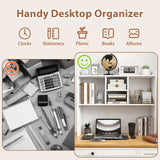JOIVI Desktop Bookshelf, Countertop Storage Organizer Rack, Desk Hutch with 5 Shelves for Computer Desk, 3-Tier Desktop Display Organizer Rack for Office Dorm