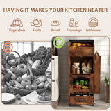 JOIVI 16.0" Potato and Onion Storage Bin on Wheels, 4-Tier Rolling Fruit and Vegetable Organizer with Side Rack & Drawers, Movable Bread Box Cabinet with Mesh Doors for Kitchen
