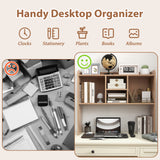 JOIVI Desktop Bookshelf, Countertop Storage Organizer Rack, Desk Hutch with 5 Shelves for Computer Desk, 3-Tier Desktop Display Organizer Rack for Office Dorm