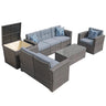 JOIVI 8 Pieces Patio Furniture Conversation Set, Outdoor Sectional Patio Sofa Set with Storage Box, Coffee Table, 3 Pillows, for Garden, Porch