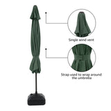 11' Outdoor Patio Table Market Umbrella with Water or Sand Self-Filled Black Square Base Stand, 8 Steel Ribs and Crank