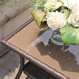 Square Wicker End Table with Aluminum Frame BROWN