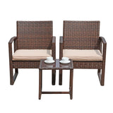 JOIVI 2 PCS Outdoor Patio Ottoman with Thick Cushions,Brown - JOIVI