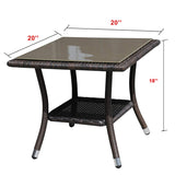 Square Wicker End Table with Aluminum Frame BROWN