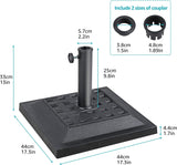 COBANA 26.5lb Heavy Duty Umbrella Base, 17.3’’ Square Patio Market Umbrella Stand Weight, Black