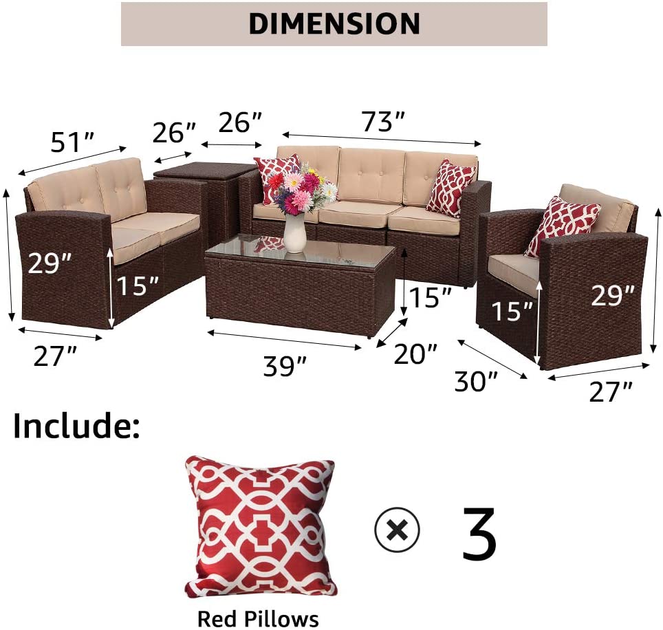 JOIVI 8 Piece Wicker Sectional Furniture