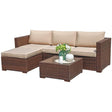 JOIVI 2 PCS Outdoor Patio Ottoman with Thick Cushions,Brown - JOIVI