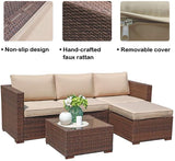 JOIVI 2 PCS Outdoor Patio Ottoman with Thick Cushions,Brown - JOIVI