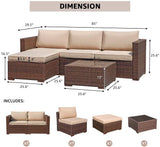 JOIVI 2 PCS Outdoor Patio Ottoman with Thick Cushions,Brown - JOIVI