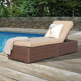 JOIVI 2 PCS Outdoor Patio Ottoman with Thick Cushions,Brown - JOIVI