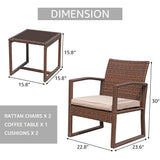 JOIVI 2 PCS Outdoor Patio Ottoman with Thick Cushions,Brown - JOIVI