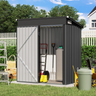 OC Orange-Casual 5' x 3' FT Outdoor Storage Shed, Metal Garden Tool Shed with Lockable Door, Outside Sheds & Storage Galvanized Steel