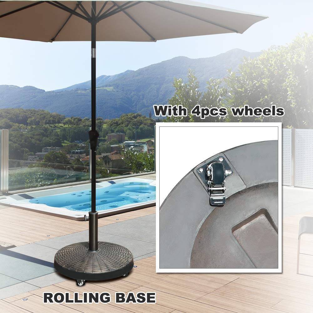 JOIVI 2 PCS Outdoor Patio Ottoman with Thick Cushions,Brown - JOIVI