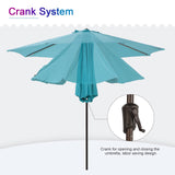 Patio Umbrella Outdoor Table Umbrella of 9-Feet with 8 Ribs and Push Button Tilt and Crank