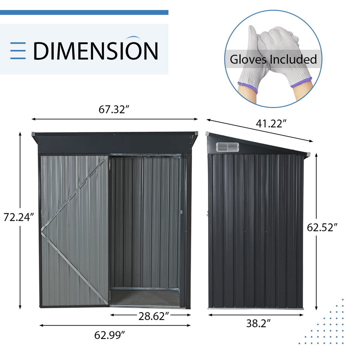 OC Orange-Casual 5' x 3' FT Outdoor Storage Shed, Metal Garden Tool Shed with Lockable Door, Outside Sheds & Storage Galvanized Steel